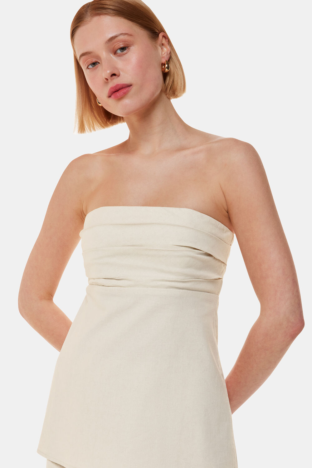 Oatmeal Lula Linen Blend Bandeau Top